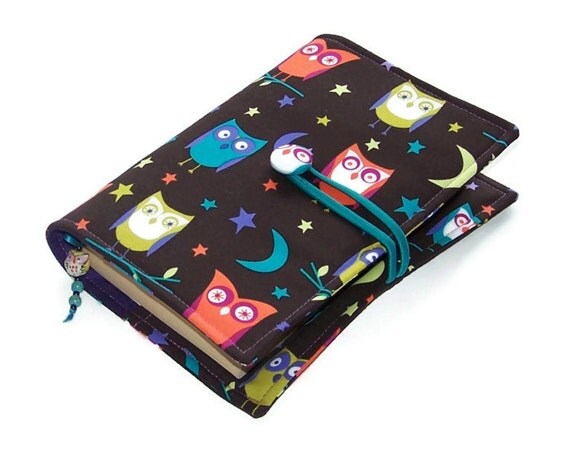 Fabric Book Wrap NIGHT OWLS by WhimsyWooDesigns on Etsy