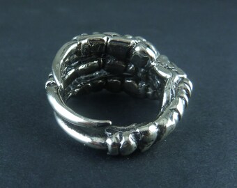 Crow Claw Ring - White Bronze Bird Claw Ring - Talon Ring