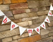 Be Merry Christmas Holiday Burlap Bunting with Felt Letters and Bakers Twine Il_170x135
