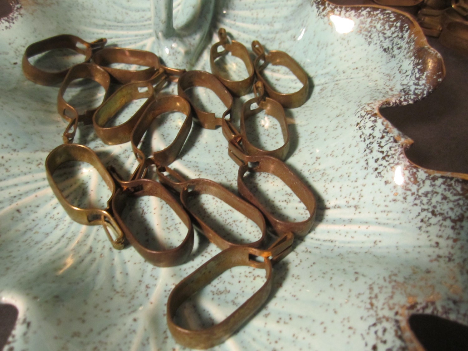 Oblong Curtain Rings Vintage Brass Spring Clip Pinch Oval