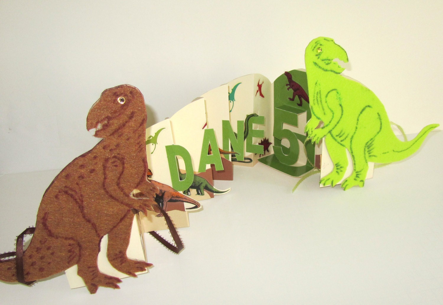 Dinosaur Happy 5th Birthday Pop Up Accordion Book Card