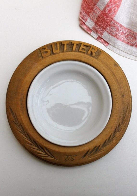 English wooden butter dish