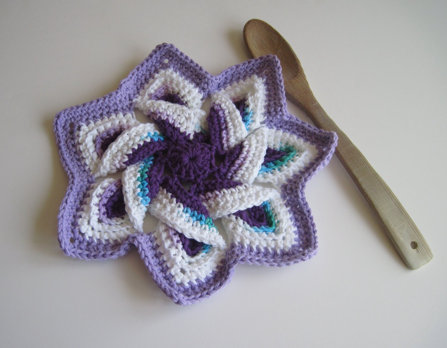 Crochet Flower Trivet Hot Pad Shades of Purple by ...