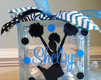 Personalized Cheerleading Glass Block Light