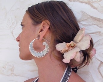 Spiral Moon (Large) Silver Earrings