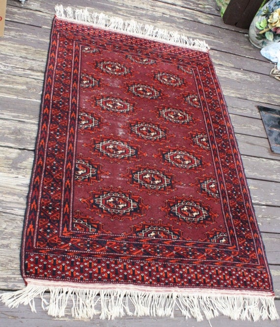 Antique Bokhara Persian Rug Carpet 3x6 by EleanorMeriwether