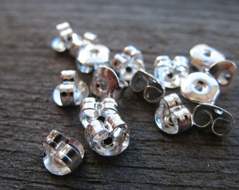 100 pairs Silver Plated Earring Backs 5mm