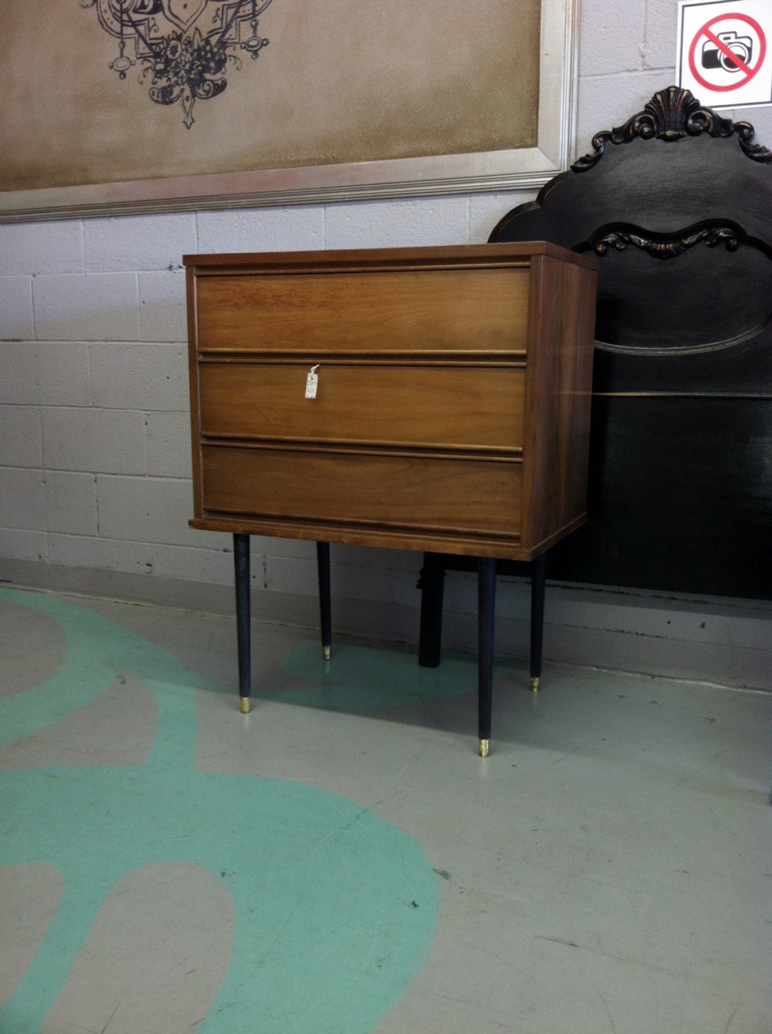 mid century small three drawer dresser