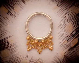 Anila. Beleaf Jewelry An Indian gold septum ring, elven body jewelry, gold body jewelry tribal septum ring tribal jewelry, burningman