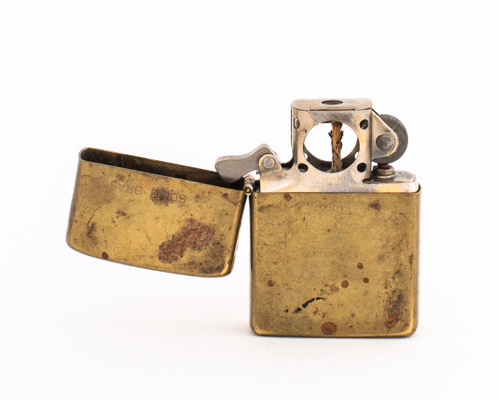 Working 1984 Zippo Solid Brass Pipe Lighter by LuminousWhatnots