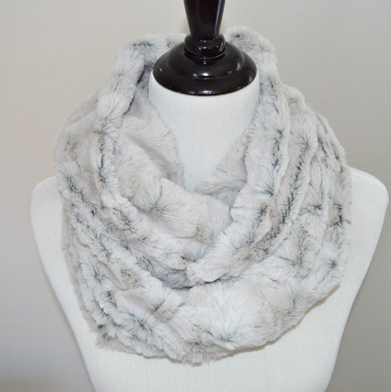 Faux Fur Infinity Scarf Light Gray by CirclesofSoftness on Etsy