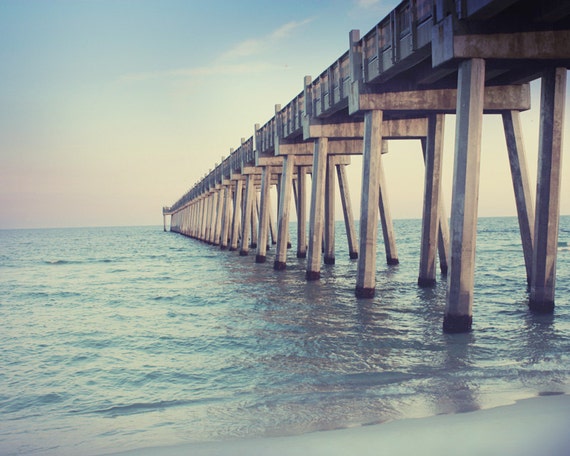 Items similar to Pier - Ocean Pier Extending out over the Blue Water at ...