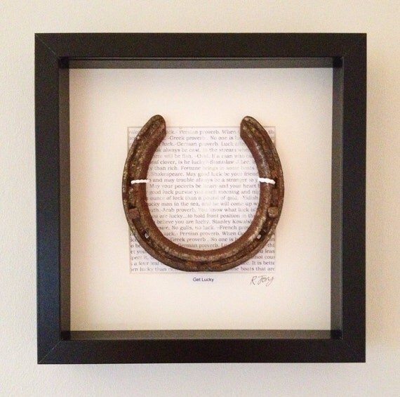 Items similar to Be Lucky, framed horse shoe with luck quotes