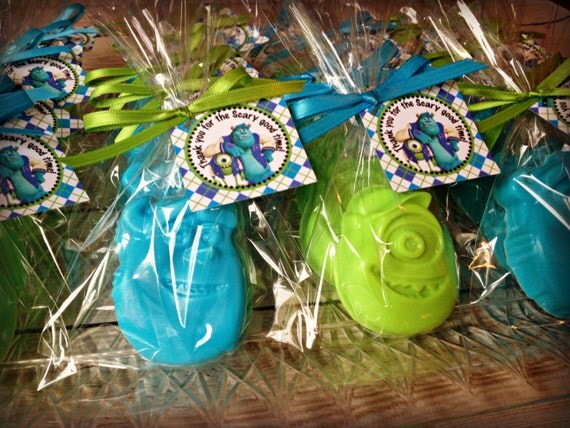 10 MONSTER SOAP FAVORS (with Tags & Ribbons) - Birthday Soap Favors, Monster themed Party, Character Soap, Halloween Favors, Disney Inspired Il_570xn