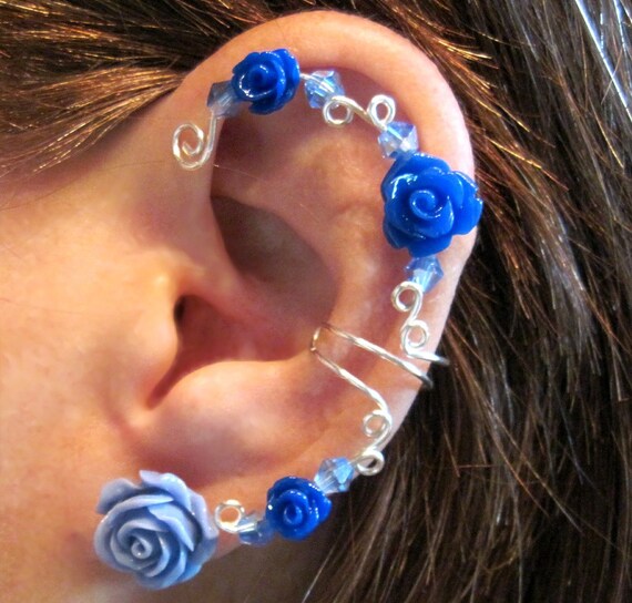 Non Pierced Ear Cuff  Wild Roses Cartilage by ArianrhodWolfchild
