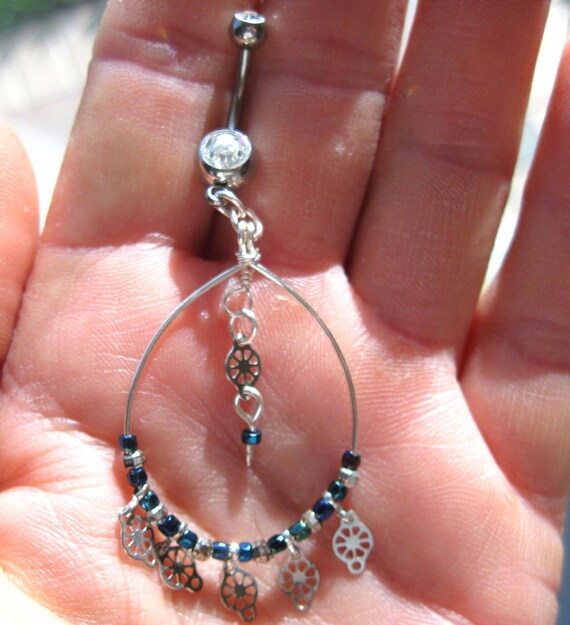 OOAK Belly Button Ring Navel Dangles Barbell by ArianrhodWolfchild