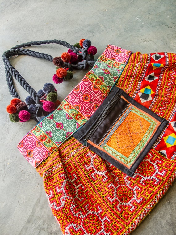 Hmong Embroidered Bag Hippie Boho Ethnic Colorfulwhole 