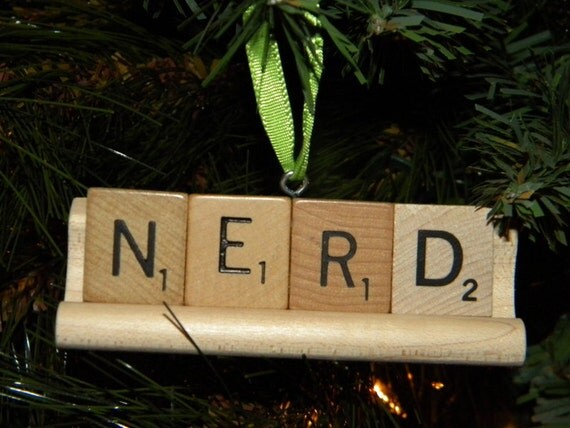 Nerd Scrabble Ornament on Tile Rack