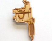 Tattoo Gun Pin - Handmade - Laser Cut