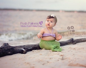 Crochet PATTERNS - Crochet Mermaid Tail & Top Pattern - Mermaid Blanket Pattern - Crochet Baby Blanket - 3 Sizes - Photo Prop - PDF 193