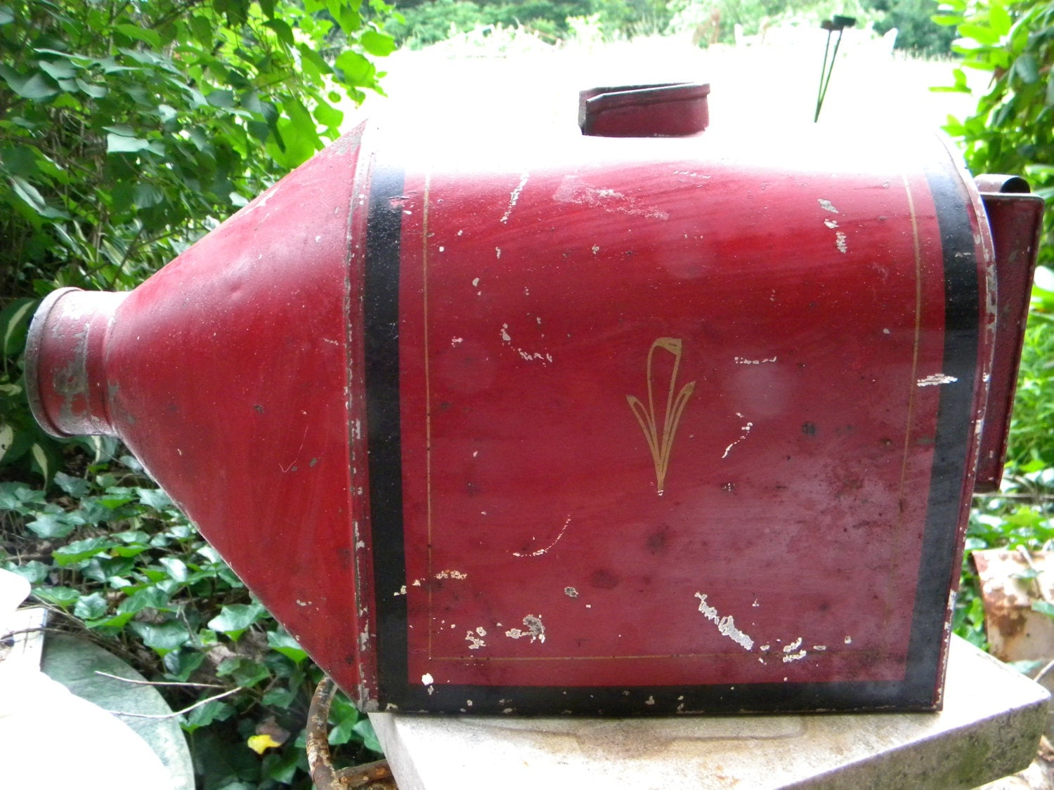 antique tin commercial floor model COFFEE GRINDER MILL hopper