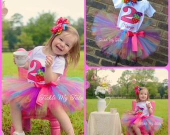 Tea Party Birthday Tutu Outfit-Tea Party Tutu-Tea Party Birthday Tutu Set-Rainbow Tea Party Outfit "Bow NOT Included*