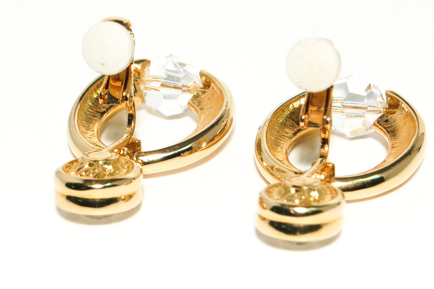 Vintage Swan Signed Swarovski Earrings Petite Dangles Gold