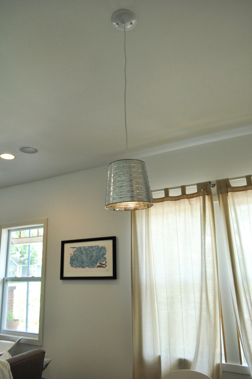 Galvanized Bucket Pendant Light Fixture