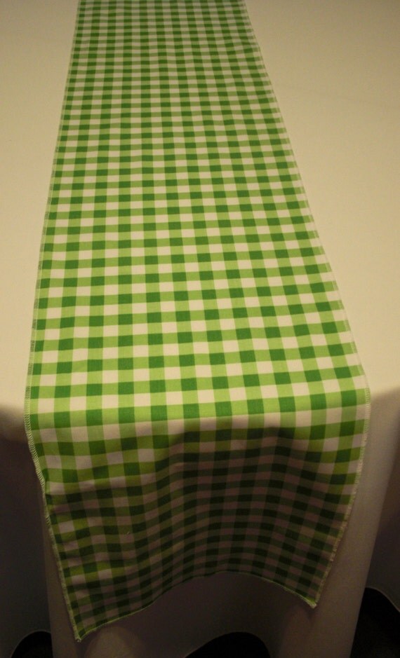 Green Gingham Table Runner by bourgebride on Etsy
