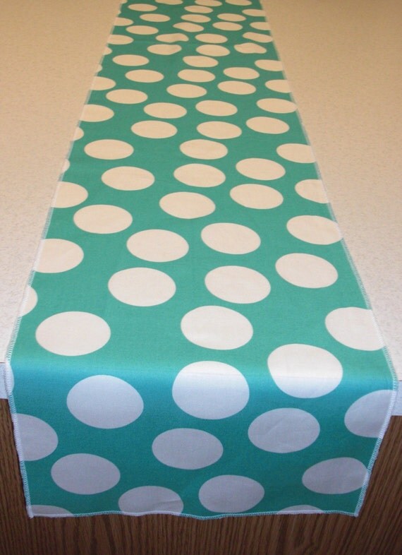 Pool Water Blue Large Dots Table Runner