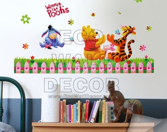 PEEL and STICK Kids Nursery Removable Vinyl Wall Sticker Mural Decal Art - Winnie the Pooh Playing Hand Clapping Games