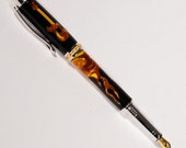 Platinum Fountain Pen, Flaming Guitar, Gold Fountain Pen Medium Point German Iridium Nib Free Shipping
