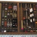 Earring holder printer drawer with stud slots and a ring cubby