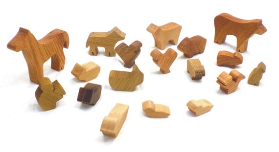 Natural Wood Farmyard Animals