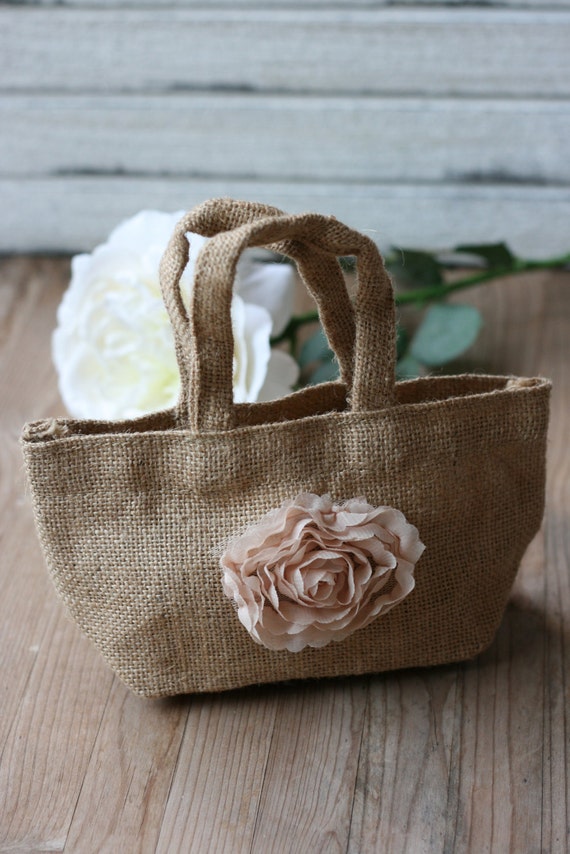 Items similar to rustic wedding burlap flower girl purse, burlap bag ...