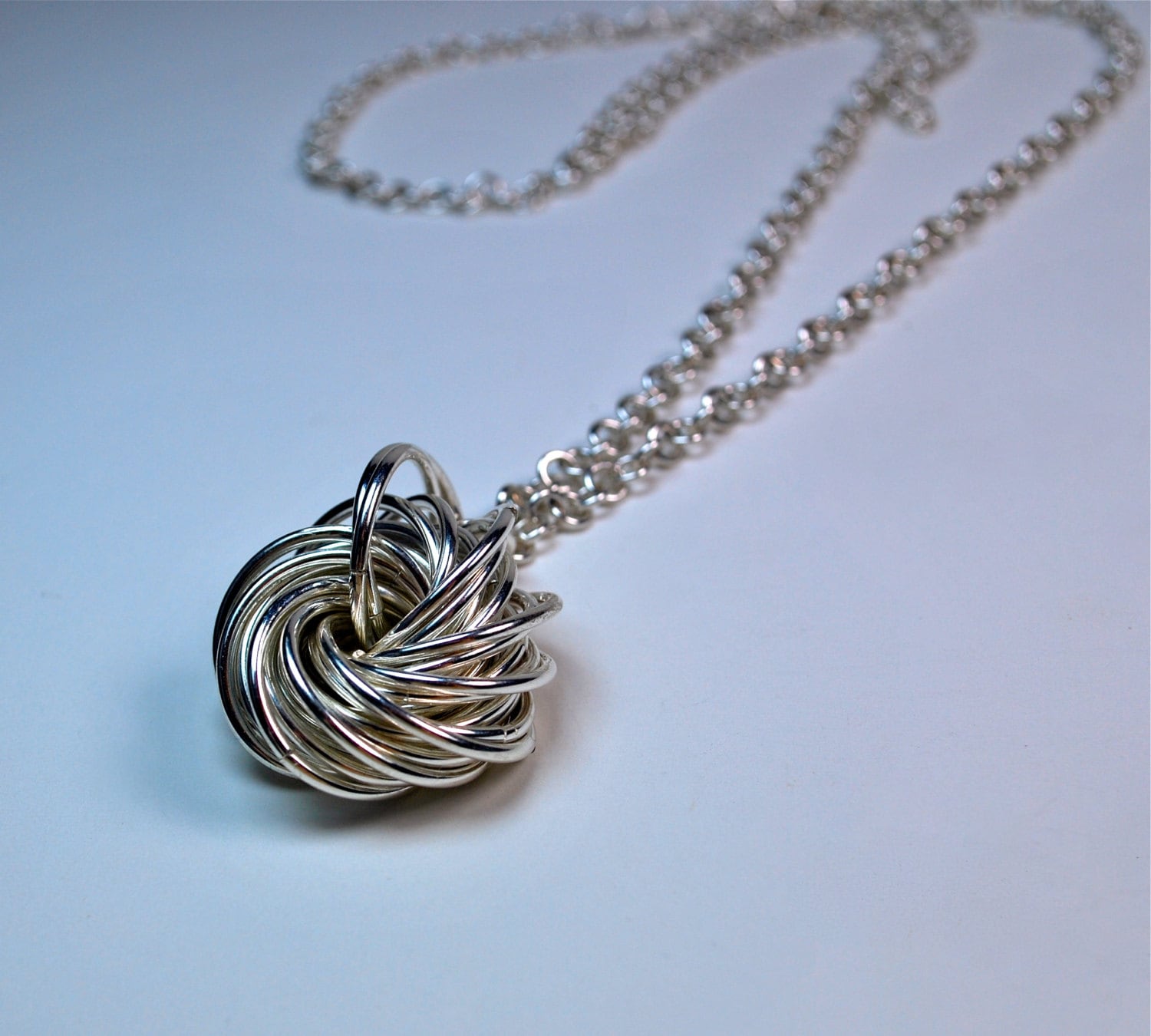 Love Knot Necklace Sterling Silver Handmade Chain