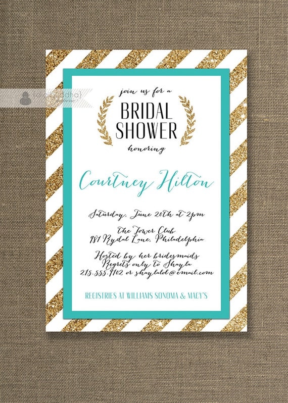 Teal And Gold Invitations 8