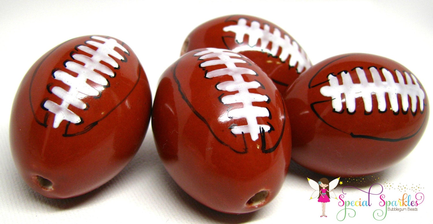 Chunky FOOTBALL Beads NEW Bubblegum Football Beads 4