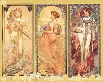 ART NOUVEAU PRINT by Alphonse Mucha of Seasons Art Nouveau