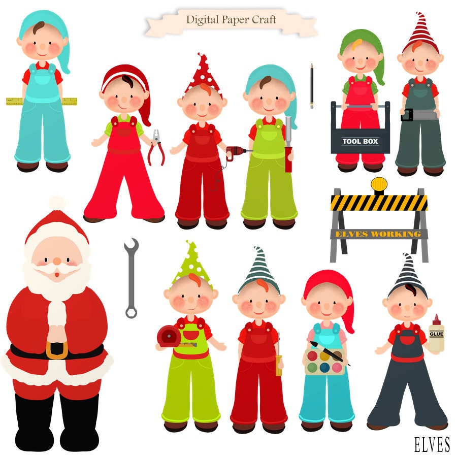 Christmas Elves Clipart Christmas Elf santa Clipart Instant