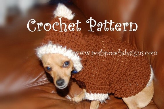 with dog pattern sweater hood crochet Crochet   with Hoodie  Dog Small Hoody Dog Pattern Dog  Fur Trim