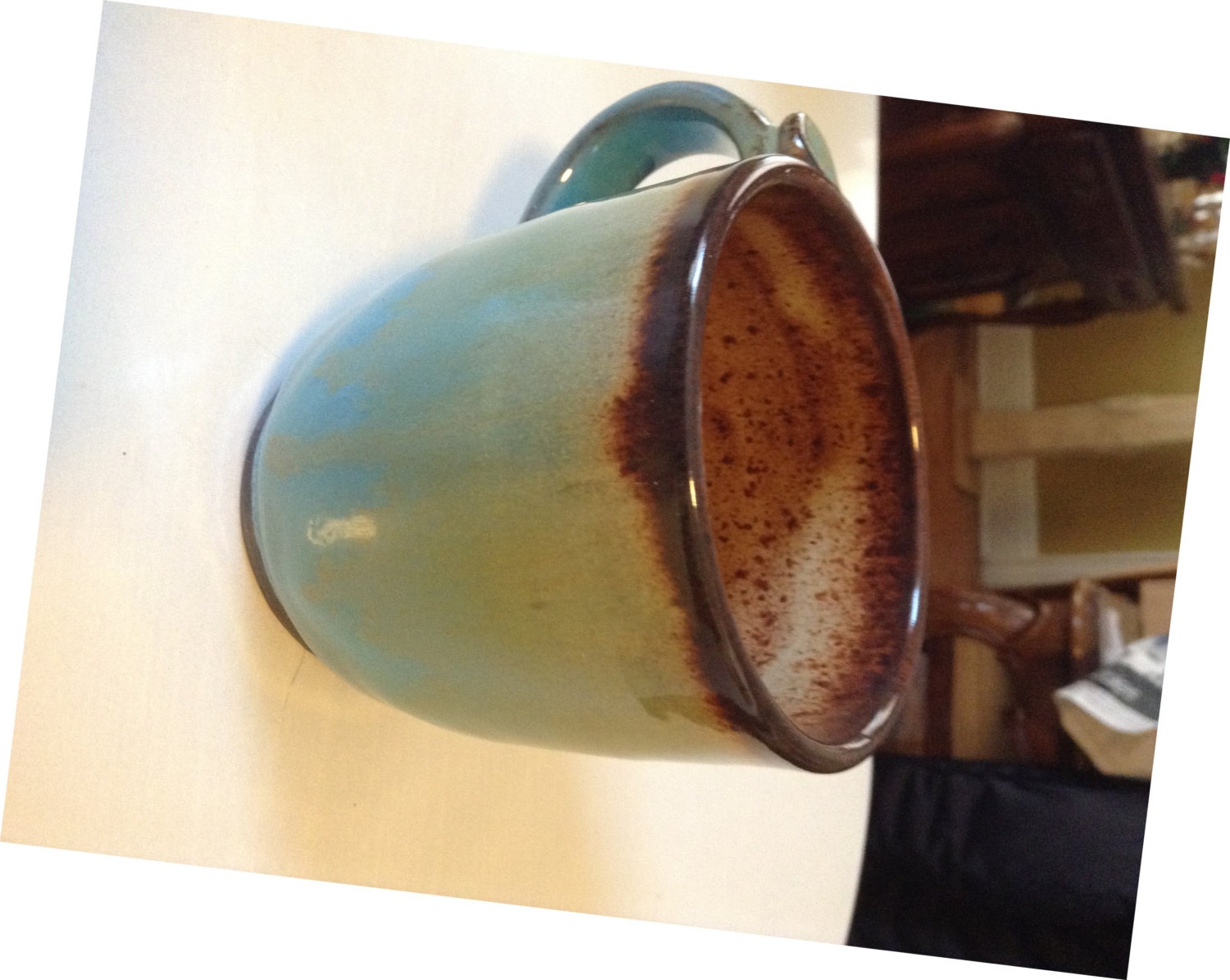 Large beautiful handmade ceramic wheel thrown mug in brown