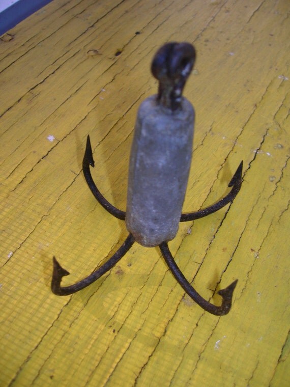 Vintage Pier or Bridge Gaff Four Prong Treble Hook