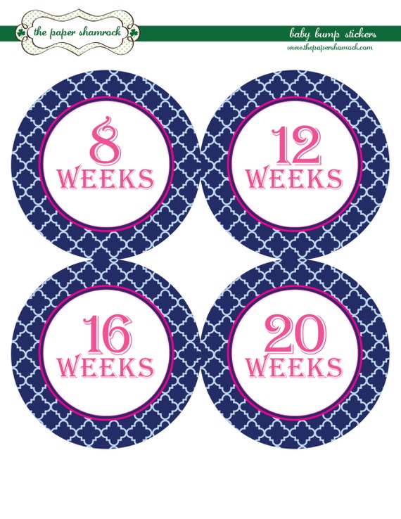 Customize your colors Quatrefoil - Baby Bump Stickers, Pregnancy Stickers, Week Stickers Il_570xn