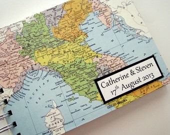 Italy Honeymoon Travel Journal / Photo Album with Custom Map, 5"x7"