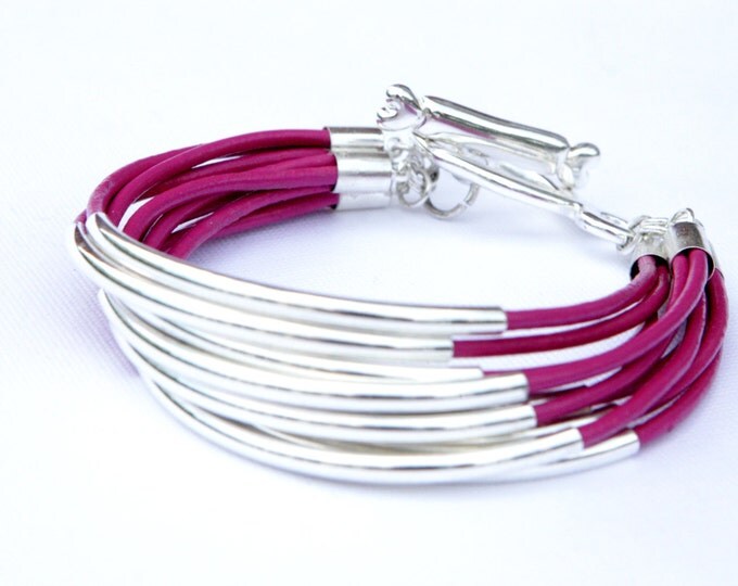 Statement bracelet - Silver plated tube cuff