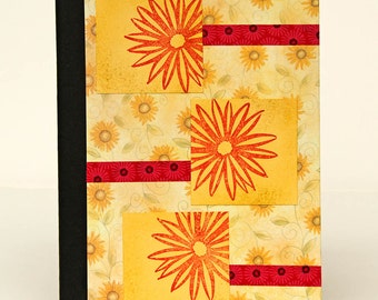 Big Flowers Journal, Yellow Notebook, Altered Composition Book, Garden Journal, Morning Pages, Personal Planner Diary, College Ruled Paper