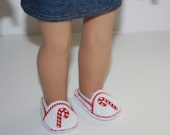 18" Doll Shoes Christmas Candy Canes on White Felt Easy Slip OnDoll Shoes fit 18" Dolls like American Girl Il_170x135