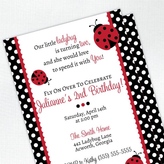 Ladybug Birthday Party Invitation - 2nd Birthday Party - PRINTED - Printable file also available Il_570xn