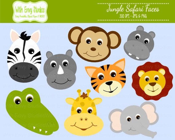 safari jungle animals cute digital clipart - photo #15